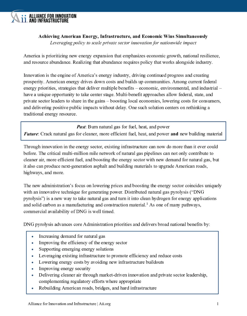 Achieving American Energy, Infrastructure, and Economic Wins Simultaneously: Leveraging policy to scale private sector innovation for nationwide impact