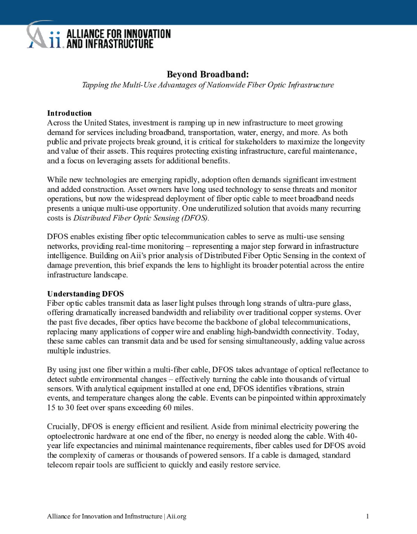 Beyond Broadband: Tapping the Multi-Use Advantages of Nationwide Fiber Optic Infrastructure