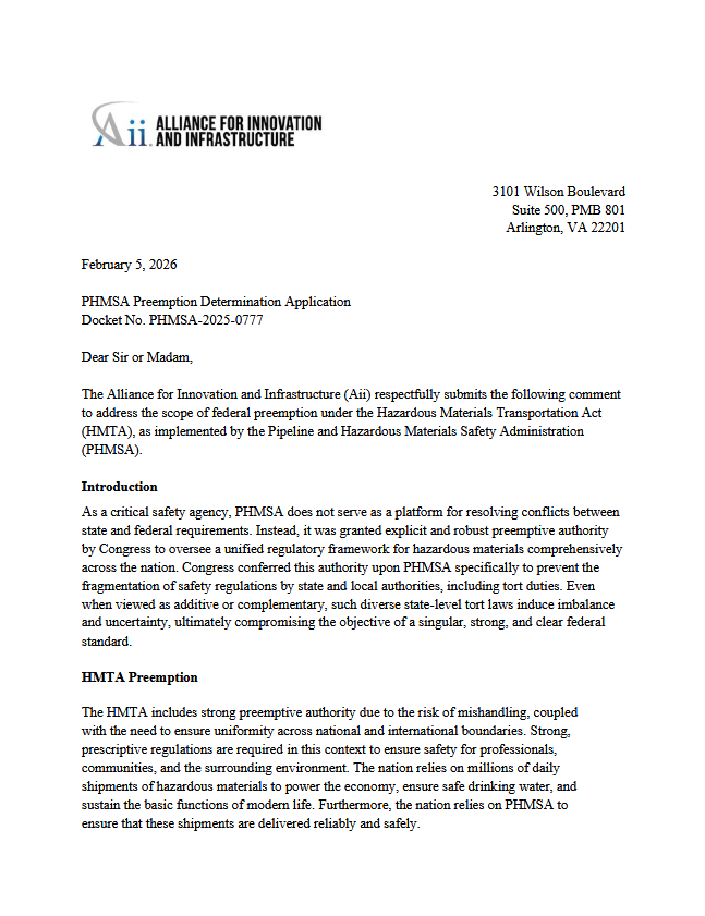 Screenshot 2026-10-08 150557 Aii Comments on PHMSA Hazardous Materials Preemption Authority